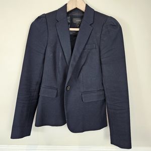 J.Crew Suit Jacket Blazer Fitted blue One Button Office Wear Size 00 A0904